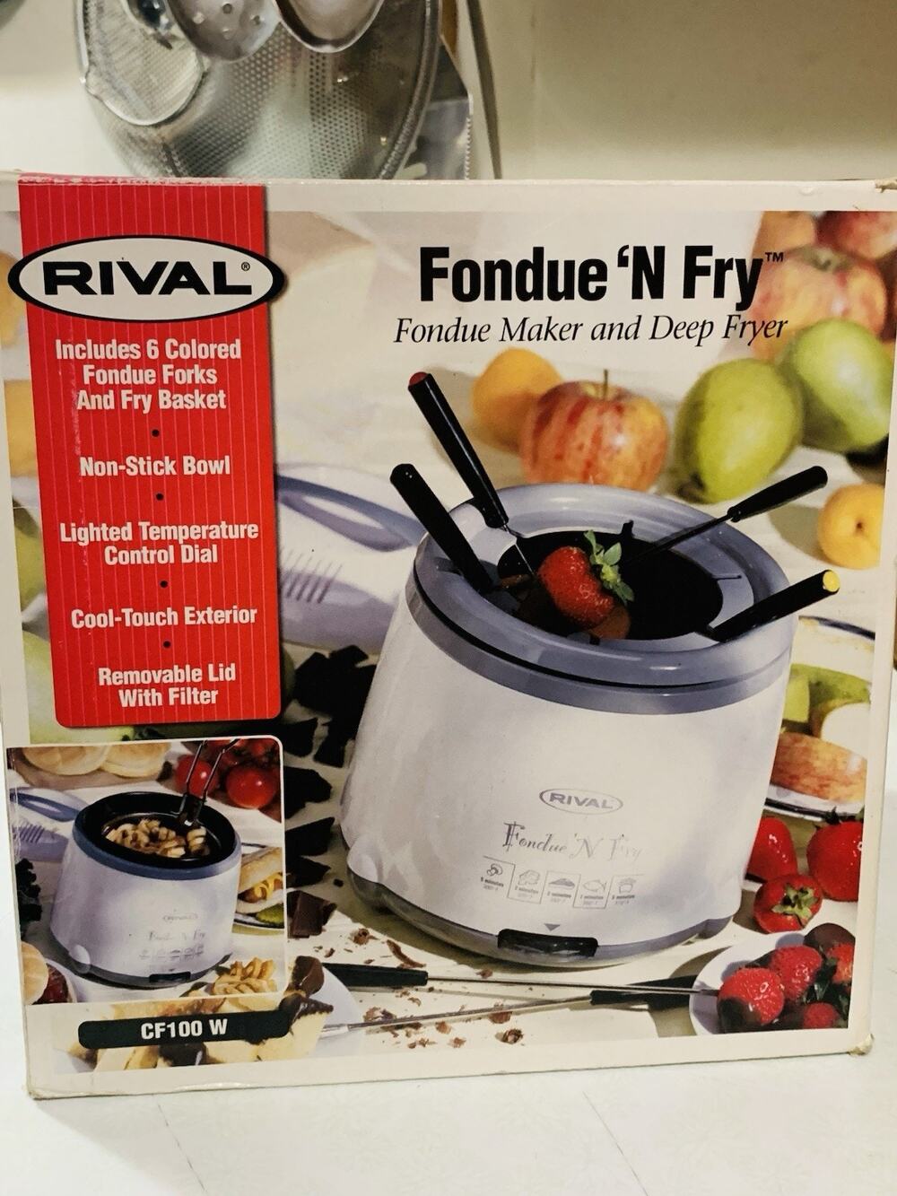 Vintage Rival Fondue N Fry Pot Electric Deep Fryer CF100 w/ Box & Manual